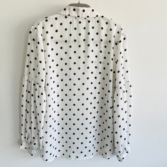 Forever 21 White and Black Polka Dot Blouse - Picture 4 of 4